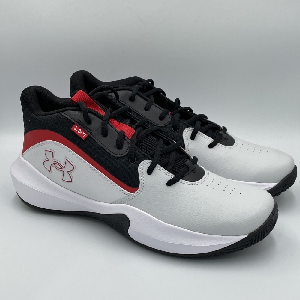 Under Armour Lockdown 7 Shoes Mens Size 14 Black White Red 3028512-100 NEW